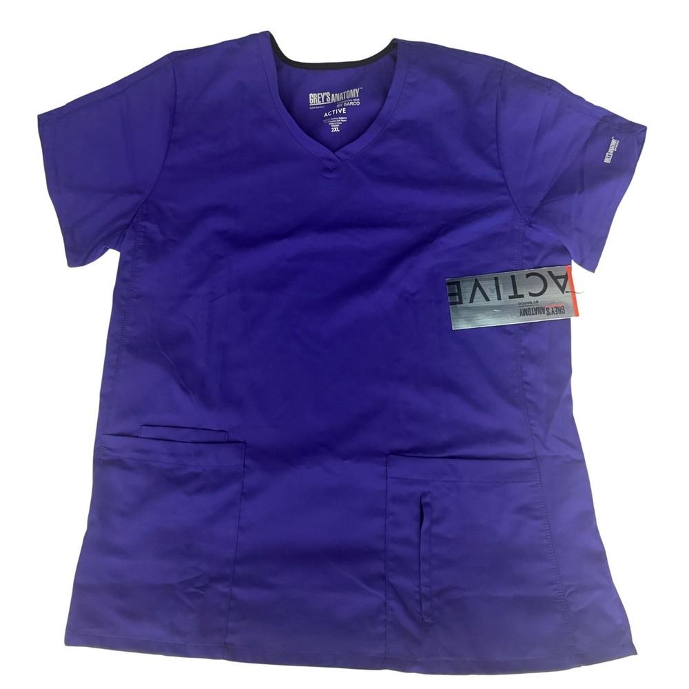 Greys Anatomy by Barco Active Scrub Top Purple V-Neck 2XL GASC Signature